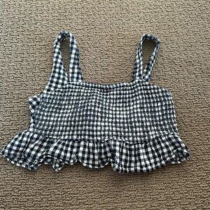 Gingham crop tank top